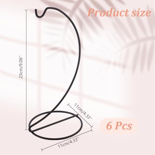 6pcs Ornament Display Stand Hanger Holder Glass Globe Iron Wire Stand Hanging Hook Rack for Christmas Lanterns Hanging Air Plant Terrarium Witch Ball Decor DIY Art Craft Display(Black)