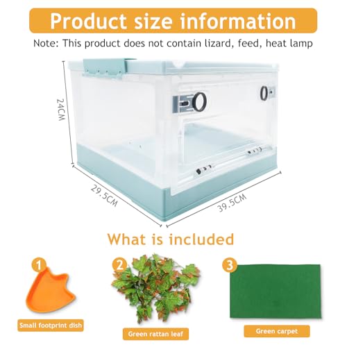 RunDuck Portable Foldable Terrarium Kit with Wheels for Reptiles Medium | Heat-resistant material, wheels for moving. Includes plant, feeding bowl & carpet. Fits snakes, lizards, tortoises & leopard. - color: Blue