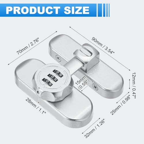 PATIKIL 2Pcs 90/180 Degree Barn Door Combination Lock with Password, 3 Digit Mechanical Password Lock for Sliding Door Gate Cabinets Closet, Silver - color: Silver