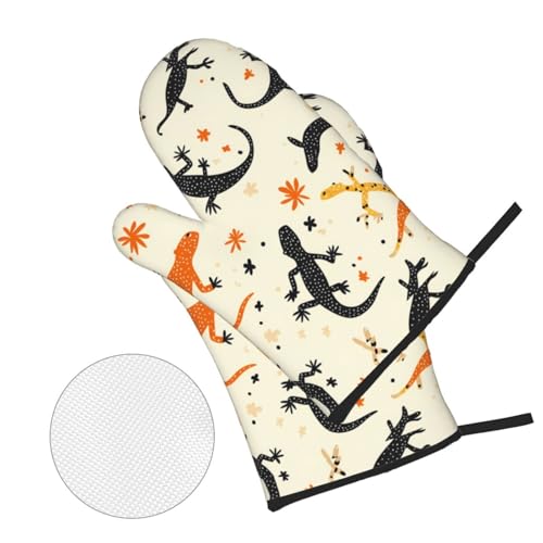 Reptile Painting Prints Kitchen Layers: Waterproof Oven Covers for Safe Handling & Easy Cleanup – 4 Piece Heat Protection Bundle