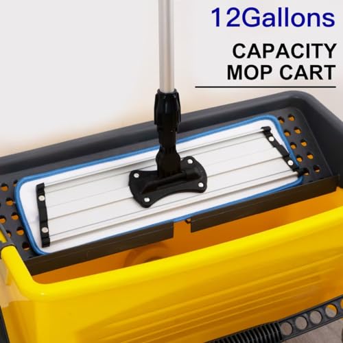 Matthew Cleaning Microfiber Finish Bucket with Sieve,Press Wring Mop Bucket for Microfiber Flat Mops, Mop Bucket with Non-Marking Casters Wheels,44" Yellow - color: 44 Quarts Bucket(yellow)