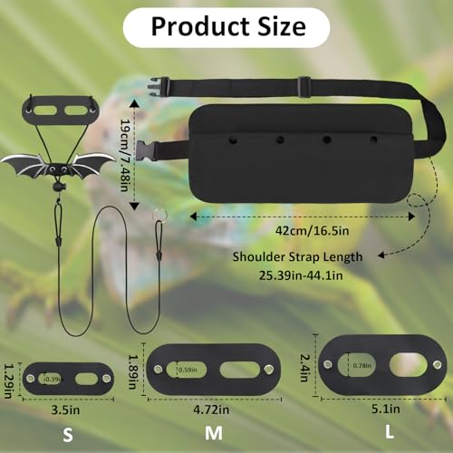 Bearded Dragon Leash and Harness Set, Bearded Dragon Accessories(Include Chest Pack, Lizard Leash), Bearded Dragon Decor Suit for Outdoor Travel-Black - color: Black