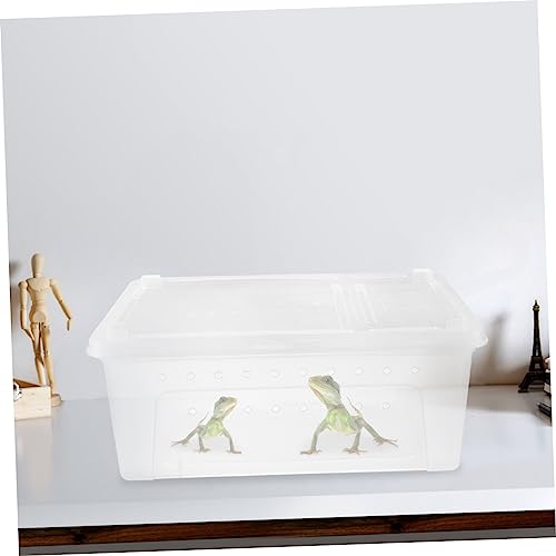 Toddmomy 1Pc Plastic Transparent Feeding Box for Reptiles Durable Container for Snakes Geckos Tortoises and Pets for Transport and Habitat White