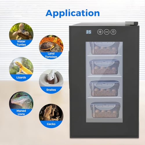 23L Reptile Egg Incubator, 55W 110Vortable Reptile Scientific Lab Incubator Digital Automatic Incubator Cooling and Heating Reptile Cabinet with Tempe Controlled 10-40°C for Turtle and Small Reptiles