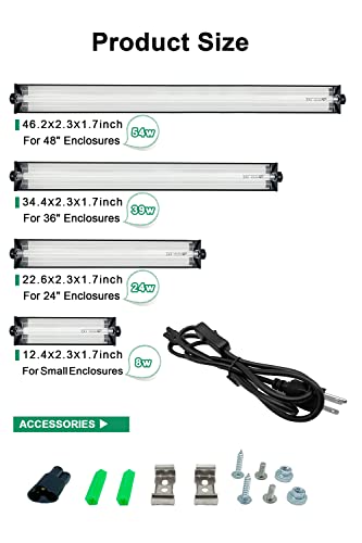 24W T5 HO UVB Reptile Light Fixture Kit, Terrarium Hood Light with Desert UVB 10.0 Fluorescent Tube, Ideal for Tropical and Desert Habitats - size: 22 In