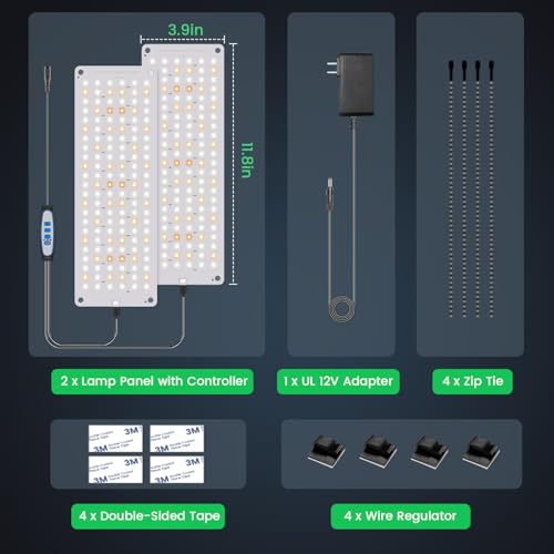 Grow Light, 276 LEDs Full Spectrum 6000K Plant Light, 2Panels | Auto Timer 6/12/16,3 Color Modes,5 Dimmable Levels,for Seed Starting, Veg and Bloom - size: 2Panels