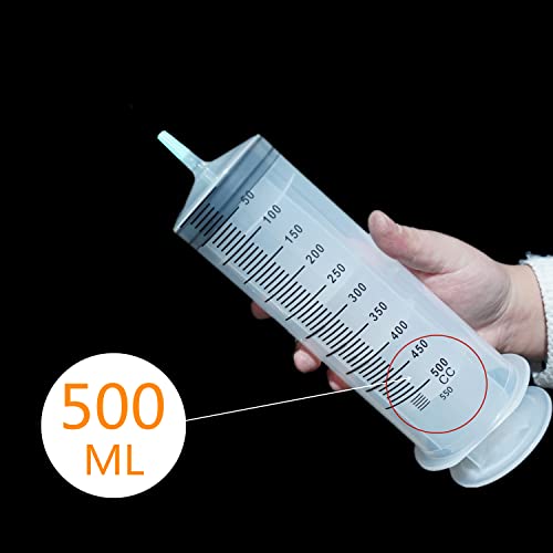 500ml Large Syringe, Plastic Syringe for Scientific Labs, Watering, Refilling (Individual Wrap)
