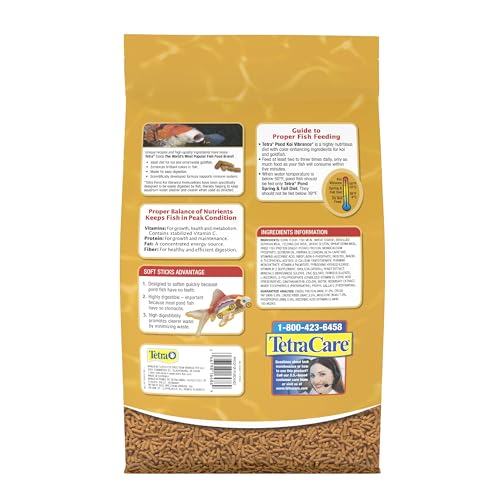 Tetra Pond Koi Vibrance Soft Sticks, Floating Pond Fish Food, 5.18 lbs | Daily Diet for Koi Fish and Ornamental Goldfish, Feed When Water is Above 50 Degrees, Highly Digestible, Clean & Clear Water - size: 5.18 Pound (Pack of 1)