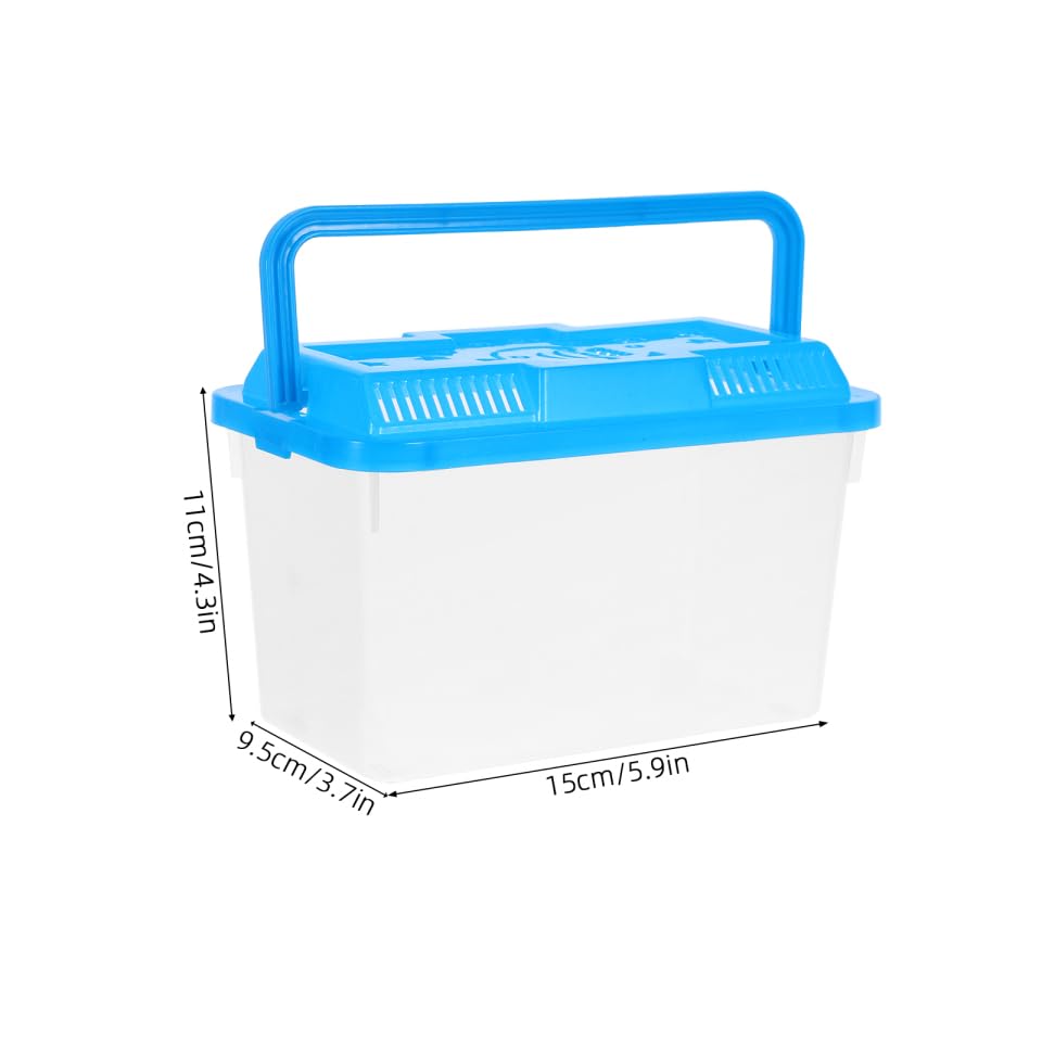 NOLITOY 4 pcs Thick Plastic Portable Fish Tank Mini Aquarium Travel Carrier | Clear Viewing Box, Sturdy Handle Design, Turtle Breeding Habitat, Multi Color Theme, Reptile Clinic Transport Gear, 5.90 inch