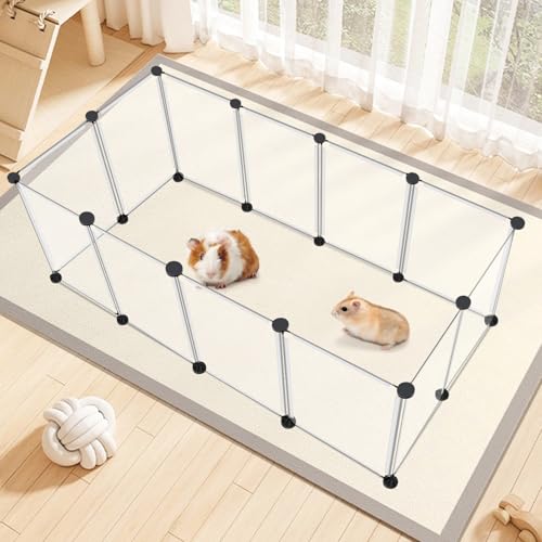 VISCOO 12 Panels Transparent Small Animals Playpen,48" x 24" x 16" Portable Pet Playpen,Plastic Enclosure,Puppy Play Pen for Indoors Outdoor Pet Fence for Guinea Pigs,Bunny,Ferrets,Hamsters,Hedgehogs | Puppy Play Pen Indoors Outdoor,Pet Fence for Guinea P