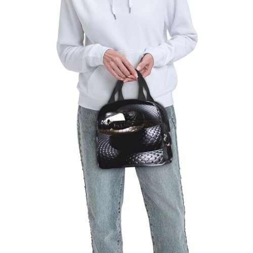 Insulated Lunch Bag Black Snake Lunch Box for Women Men Reusable Leakproof Lunch Cooler Bag for Office Picnic - color: Black Snake