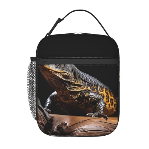 Lunch Bag for Men Women Adults Insulated Lunch Box,Leakproof Cooler Food Lunch Containers Reptile Monitor Lizard Reusable Lunch Tote Bags Cute LunchBox for Work, Travel, Outdoor