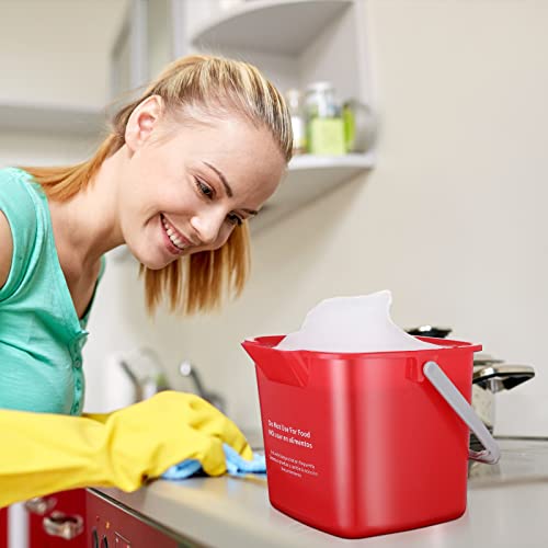 Roshtia 6 Pcs 3 Quart Sanitizing Cleaning Bucket Square,Green,Red | Sanitation Bucket Samll Sanitizer Pails for Restaurant Commercial Kitchen Cleaning, Detergent Storage for Office School - color: Green, Red