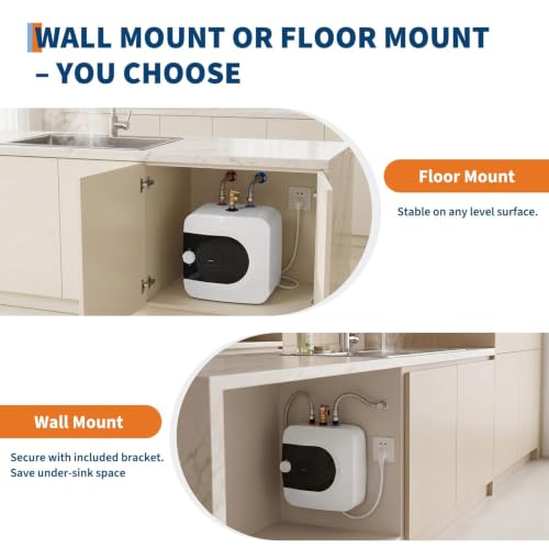 8 Gallon Mini Tank Water Heater, 120V 1500W, Under Sink Water Heater 30L | Electric Hot Water Heater SS-316L element, 86-167°F adjustable temp, wall or floor mount, 1/2" NPT for RV kitchen bathroom