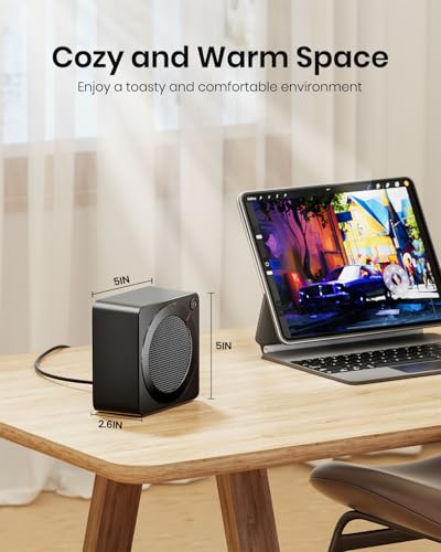 Gaiatop Mini Space Heater, Lightweight PTC Ceramic Fast Heating 500W Energy Efficient for Indoor Use, Overheating & 45° Tip-Over Protection, Portable Desk Electric Heaters for Office Home Black - color: Black
