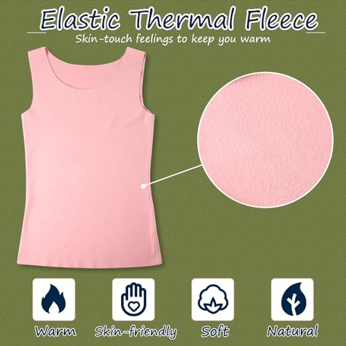 Toulite 4 Pcs Thermal Tank Tops Women Underwear Tops Sleeveless Undershirt for Women Cotton Camisole Warm Base Layer - color: Black, White, Pink, Dark Blue, size: Medium