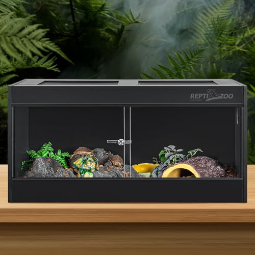 REPTI ZOO 50 Gallon PVC Reptile Enclosure, 36x18x18 inch Reptile Tank for Ball Python Bearded Dragon Snake Gecko, Reptile Terrarium Lounge Habitat with Glass Sliding Door & Top Screen Ventilation - style: 36x18x18"