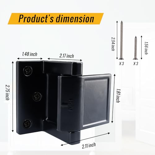 Door Security Lock Zinc Alloy, Door Lock Reinforcer Privacy Door Latch for in-Swinging Doors Extra High Resistance Home, 1pack Black - color: Black, size: 1 Pack