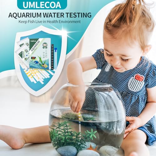 Umlecoa 9 in 1 Aquarium Test Kit for Freshwater and Saltwater - 100 Aquarium Test Strips with Test Tube & Thermometer - Fast & Accurate Water Testing Strips for Aquarium/Pond/Pool - size: 9 IN 1