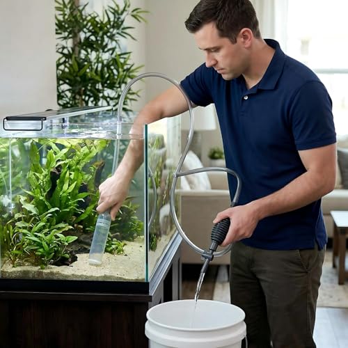 Gravel Cleaner Aquarium Siphon Vacuum Pump, Flow Control 5.7FT Hose 50 Gal | Siphon vacuum for gravel & sand cleaning and water changes. Flow control valve, 5.7FT hose, fits 10–50 gallon tanks.