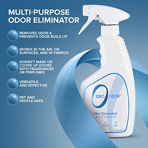 Zero Odor Multi-Purpose Odor Eliminator, Fabric & Room Deodorizer, 16 oz | Odor Eliminator Spray for Closet, Bathroom, Basement, Trash & Upholstery, Air and Surface use - size: 16 Fl Oz (Pack of 1)