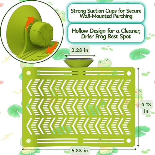 Frog Tank Terrarium Decor Accessories Set, Umbrella Hideout and Resting Spot for Frog Enclosure Habitat Tank, Tree Frogs Terrarium Accessories for Toad Tadpole Amphibian Small Aquatic Animals (Green) - color: Green