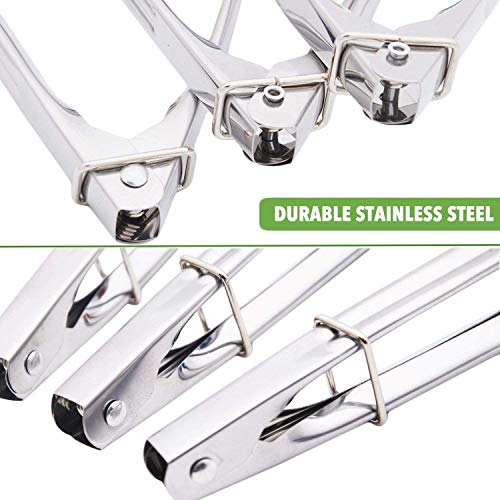 HINMAY Mini Tongs with Silicone Tips 7-Inch Kitchen Tongs, Set of 3 (Black) - color: Black