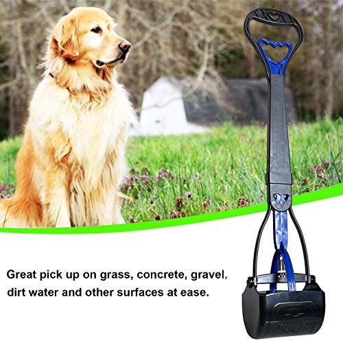 ienjoyed Non-Breakable Pooper Scooper for Large Medium & Small Dogs Heavy Duty, 28“Long Handled Dog Poop Scooper for Grass,Durable Dog Poop Pick Up Tool, Poop Grabber - color: Blue