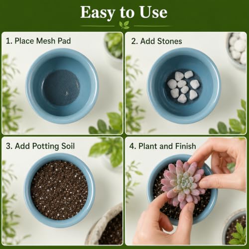 125Pc Bonsai Mesh for Plant Drainage Screen Flower Pot Hole Mesh Pad | Gardening Drainage Screen, Plant Pot Drainage Mesh, Round Flower Screen Cover Pad, Reusable Potting Mat, Preventing Soil Loss