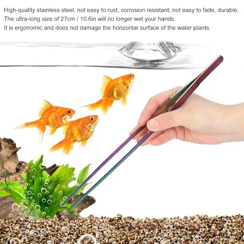 10.6Inch Stainless Steel Aquarium Tweezers Curved Design Ergonomic Non-Slip Grip for Planted Tank Fish Feeding Reptile Care(Straight Tweezers) - style: Straight Tweezers