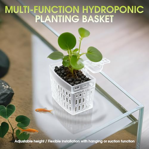 2-Pack Adjustable Aquarium Plant Holders with Hooks and Suction Cups | Adjustable Height and Thickness, Includes 2 Extension Hooks and 2 Suction Cups for Fish Tanks and Aquaponic Growing, Clear - color: Clear