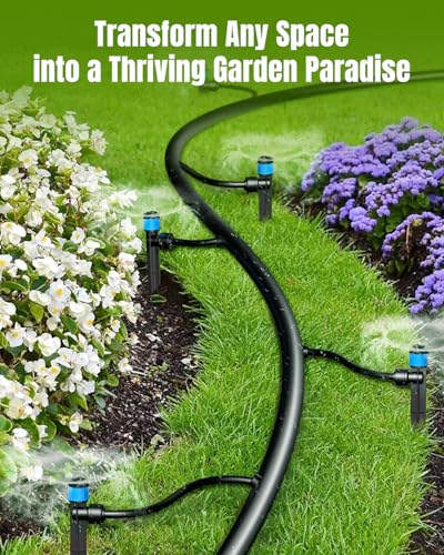 Pawfly 60 Pcs Drip Irrigation Emitters, Drip Emitters Sprinklers with Stake Drip Irrigation System Parts for 1/4 Inch Tubing, Water Flow Irrigation Drippers with Adjustable 360 Degree - size: 60PCS Drip lrrigation Emitter Sprinklers