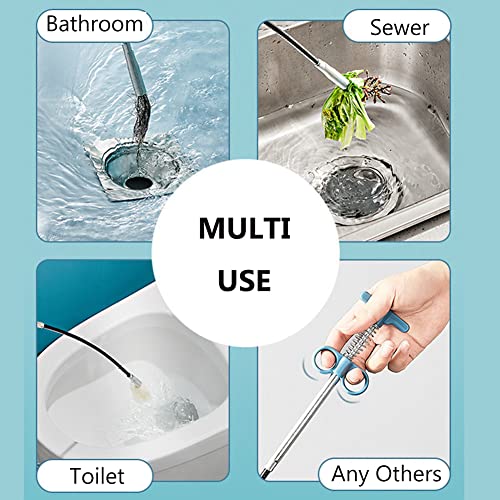 120 Inch Grabber Clow Pick up Toilet Snake Drain Clog Remover Shower Drain Snake Sewer Cleaning Hook Upgraded (120")