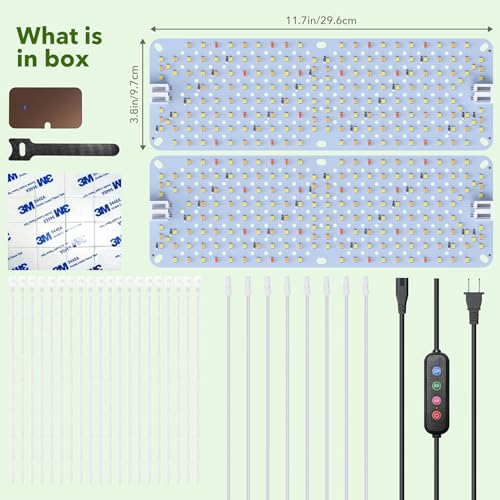 SDOVUERC Full Spectrum 384 LEDs Grow Lights, 24W Plant Grow Lights for Indoor Plants with Daisy Chain Function, Sunlike Spectrum,4/8/12/16/20H Timer for Seed Starting(Pack2) - color: Panel Grow Light(2Pack)