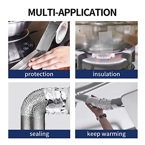 TAPEBEAR Heat Shield Tape Aluminized Fiberglass Cool Tape 2inch x 65Yards | Self-Adhesive Reflective Thermal Barrier Tape Heat Resistant for Air Dryer Vent, HVAC, Heating Unit, Auto, Pipe, 196Ft - size: 2inch x 65yard