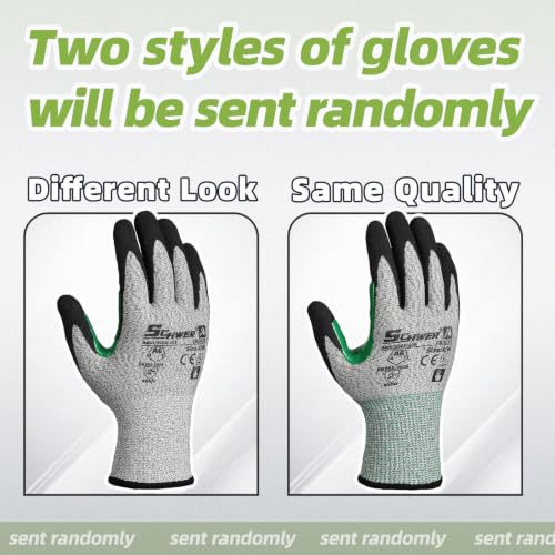 Schwer 2 Pairs A6 Cut Resistant Work Gloves, Reinforced Thumb, CR3028, M | Sandy Nitrile Coated, Touchscreen, Superior Grip, Used for Gardening, Woodworking, Glass Cutting, Construction, Warehouse - color: Grey, size: Medium