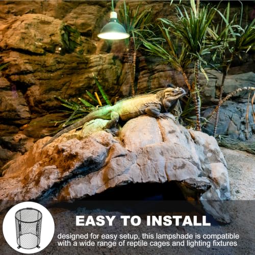 Garneck Leopard Gecko Heat Lamp Grille Reptile Cage Heater Guard Scald Protection Mesh Lampshade Easy Clean