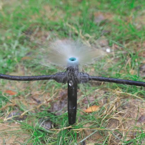 30 Pcs Drip Irrigation Emitters Sprayers for 1/4" Drip Tubing | Double-headed,Adjustable 360 Degree Water Flow Sprayers on 6.5" Arrow Stake for Garden Lawn 1/4" Irrigation Watering System - style: 30Pcs Irrigation Sprayers
