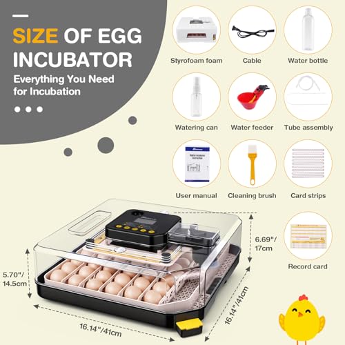 Sailnovo 48 Egg Incubator for Hatching Eggs with Precise Temp & Humidity Control,Auto Egg Turning, 360°Viewing, Egg Candler,Incubator for Chicken Eggs/Duck/Quail/Turkey,Ideal for Farm/School/Lab,Grey