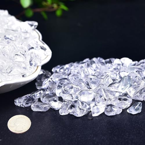 Erliway Clear Quartz Crystal Chips Bulk for Vase Filler Craft, 0.5 lb 7-9mm | Natural Crushed Crystal Stone for Spell Jar, Aquarium Gravel, Reiki Healing Meditation, Jewelry Making, Resin Art, Home Décor - color: Clear Quartz
