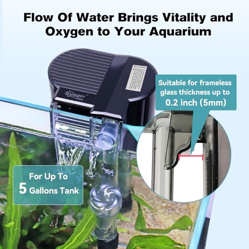 hygger Hang On Back Aquarium Filter, Fish Tank Filter for Tank Up to 5 Gal | Small Waterfall Filtration System, Adjustable Water Flow with Surface Skimmer, Replaceable Sponge Quiet Hanging Filter - size: S