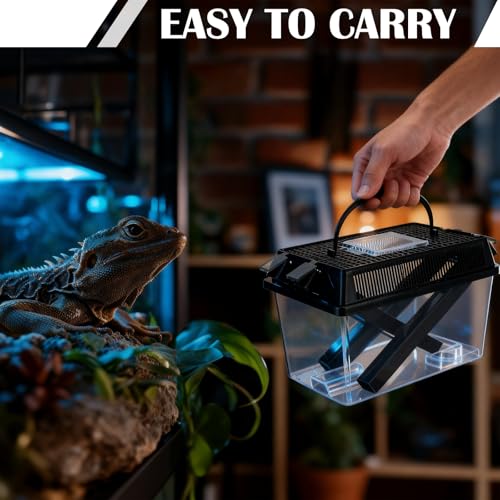 Cricket Keeper with Feeding Kit Transparency Cricket Keeper with Tubes Includes Feeding Tongs and Curved Tweezers Insect Breeding Box for Gecko Snake Lizards(1 Pack,11.8 x 7.9 x 7.1 Inch) - size: 11.8 x 7.9 x 7.1 Inch