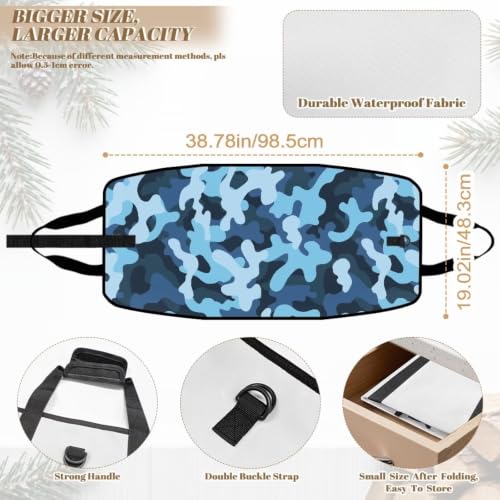 Blue Camo Print Firewood Carriers with Handles | Waterproof Fabric, Large Capacity, Open-Ended Design, for Daily Home Heating and Outdoor Camping - color: Multi Shade Blue Urban Camo Print