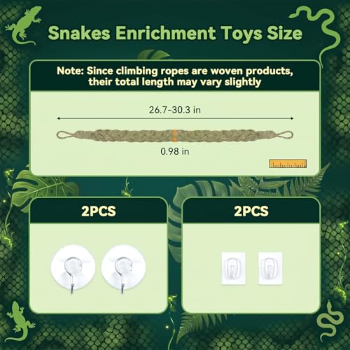 Rope for Snake Climbing Accessories, Ball Python Enrichment Toys, Snake Enclosure Accessories, Reptile Tank Accessories for Ball Python, Corn Snake, Hermit Crab, Lizards, Geckos (Green) - color: Green