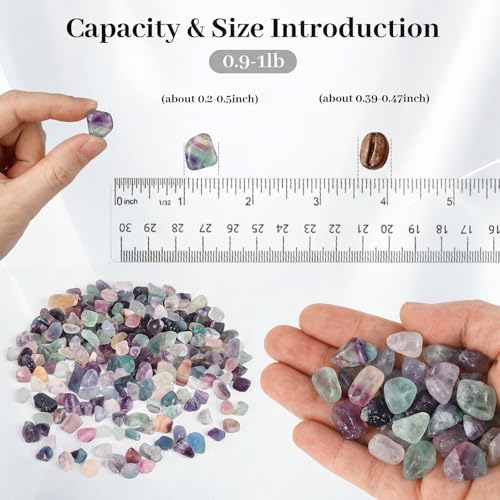 Quartz Crystals, Crushed Chips Tumbled Polished Stones | Assorted Succulent Rocks, Plant Gravels, Aquarium Fish Tank Gravel, Vase Filler - color: Fluorite