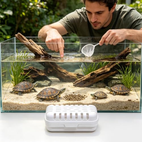 Turtle Tank Accessories - Press-Clean Terrarium Waste Collevction Gear | Press-Clean Aquarium Poop Remover For Tortoise Reptile Terrapin Home Office Apvartment Dormitory Living Room Vacation - color: White