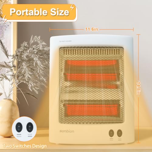 Infrared Heater, Portable Electric Heater, Space Heater for Indoor Use, Radiant Heat for Home Office, Two Heat Settings with Foldable Holder, Overheat and Tip-over Protection - size: White-Red Light