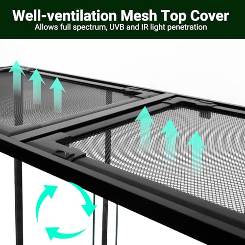 REPTI ZOO Large Glass Reptile Tank 48"x18"x36", 130 Gallon Vertical Reptile Terrarium with Front Opening Door & Ventilated Mesh, Paludarium Tank for Chameleon lizard Frogs Arboreal Reptiles Amphibians