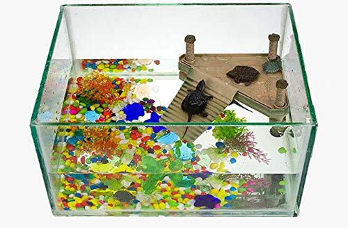 Decorative Turtle Pier Floating Basking Platform with Ramp Ladder Small Aquatic Turtle Pier Floating Dock Basking Platform Area for Aquarium Fish Tank