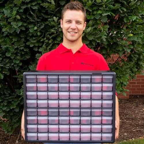 Akro-Mils 64-Drawer Plastic Storage Cabinet, 20" W x 6" D x 16" H, Black | Plastic Cabinet w/ Drawers for Garage Organization, Beads, Building Bricks Storage, Teacher Toolbox, Makeup Organizer, 10164 - color: Black, size: 64 Drawer, style: 1 Pack